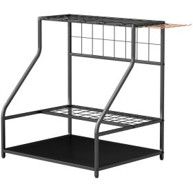 3-Tier Yard Tool Storage Rack, Garden Tool Organizer with Hooks for Long-Handled, Broom, Shovel, Orange