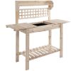 Wooden Potting Bench Garden Work Table with Storage Natural Finish