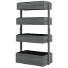 4-Tier Wooden Garden Box, Self-Draining, Fabric Bottom, Tiered Save Space, Planter Box for Flowers, Vegetables, Herbs, Gray