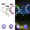 3Pack Solar Hummingbird Butterfly Dragonfly Wind Chimes 7 Color Changing Wind Chime for Outside IPX4 Waterproof Outdoor Garden Yard Decor