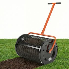 27"×16" Lawn Fertilizer Spreader with Diamond Mesh Clump-Free Garden Compost Spreader - Orange