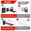 14" Large Heavy Duty Garage Hooks, 4-Pack Steel Garage Storage Hooks with Support Rods, Utility Wall Mount Hangers for Power Tools, Car Tires, Ladders