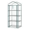 4 Tier Mini Greenhouse with PE Cover & Roll-Up Zipper Door, Portable Waterproof Greenhouse for Garden Backyard, 27" x 19" x 62", White