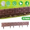 12PCS Stone Effect Garden Edging Flexible Landscape Border Fence PP Weather Resistant Decorative Lawn Pathway Flower Bed Edging with Gloves