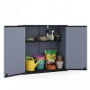 23.5 Cu.ft Outdoor Storage Shed with Lockable Door, PP HDPE Horizontal Garden Tool Cabinet - Gray
