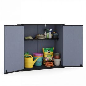 23.5 Cu.ft Outdoor Storage Shed with Lockable Door, PP HDPE Horizontal Garden Tool Cabinet - Gray