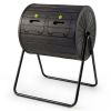 Dual Chamber Compost Tumbler 37.5Gal 360° Rotating Compost Bin with Stirring Blades for Garden-Black