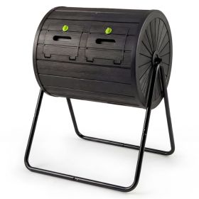 Dual Chamber Compost Tumbler 37.5Gal 360° Rotating Compost Bin with Stirring Blades for Garden-Black