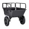 Garden Utility Trailer, 10 Cu. Ft 500lbs, ATV UTV Hauling Trailer, Tow Behind Poly Dump Cart with 16" Tires, Hand Pull or Foot Pedal