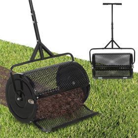 24" Lawn Topdressing Spreader with 0.75"×0.5" Mesh, Compost Spreader for Soil Sand Fertilizer Black