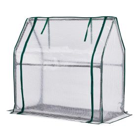Mini Greenhouse with PE Cover, Indoor Outdoor Plant Gardening Green House for Garden Backyard, 36*18*33in, White