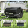 Black 20-Inch Lawn Roller for Garden Push/Tow behind with 10 Gal Capacity Fill with Water Or Sand for Soil Flattening