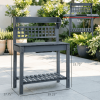 39'' Wooden Garden Potting Bench Work Table Gray with Hidden Storage Sliding Tabletop Upper Shelf And below Clapboard
