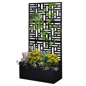 [Same Code: 96402386, 14765806]Metal Garden Bed with Trellis, 70 Inch Height Metal Planter Box with Trellis, Garden Box for Climbing Plants Vegetable