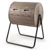 Dual Chamber Compost Tumbler 37.5Gal 360° Rotating Compost Bin with Stirring Blades for Garden-Coffee