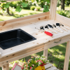 36" Wooden Pottery Workstation Garden Workstation with Sink Drawer and Large Storage Space 2 Removable Wheels