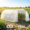 Large 20' X 10' X 7' Walk-In Tunnel Greenhouse Kit with Zippered Door And 8 Mesh Windows Galvanized Steel Frame White for Garden