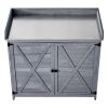 Potting Bench Table, Outdoor Gardening Wooden Storage Cabinet with 39 x 19 in Wood Tabletop