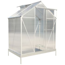 6.3'*4.2'*7' Polycarbonate Greenhouse, Heavy Duty Outdoor Aluminum Walk-in Green House Kit with Rain Gutter, Vent and Door for Backyard Garden