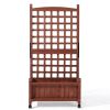 Wooden Planter with Trellis, 50" Tall Elevated Garden Bed Outdoor with Wheels, Freestanding Planter Box with Drainage Holes for Flower, Vegetable