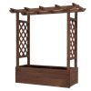 43.5*17.5*44.5 In Fir With Arched Lattice Raised Garden Bed Wooden Planting Frame Carbonized