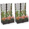 Set of 2 Rustic Style Trellis Planter, Raised Garden Bed Indoor Outdoor Planting Box for Vegetables Flowers