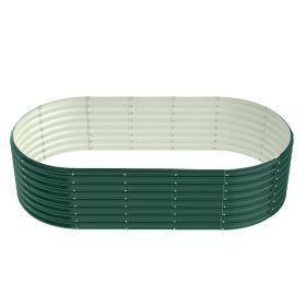 8×4×2ft Raised Garden Bed, Oval Galvanized Outdoor Planter Box, Metal Garden Bed for Planting Vegetables Fruits Flowers, Green