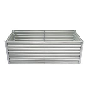 6×3×2ft Galvanized Raised Garden Bed, Metal Outdoor Planter Box, Rectangular Garden Bed for Planting Vegetables Fruits Flowers, Silver