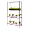 Plant Shelf with Grow Light, 4-Tier Indoor Plant Stand, 59in Tall Plants Display Rack with Wheels, 90W 3-Color Full Spectrum Grow Lights