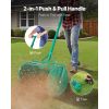 Compost Spreader, 24 in Wide Peat Moss Spreader with Push/Tow Handle, 4 Heights Adjustable, Powder-Coated Steel Garden Peat Moss Roller