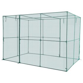 Crop Cage, 9.5 x 6.36 x 6.36 ft Plant Protection Tent with Zippered Door, Wind-Resistant Tall Crop Cage, Easy to Install, Outdoor Raised Bed Cover