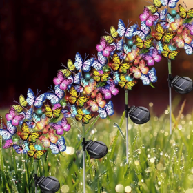 4-piece set of 160 LED 68 butterfly solar lights, used for garden and yard decoration, Christmas decorations, Mother's Day gifts for mothers