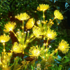 Yellow solar lantern with glowing flowers and stems, upgraded solar panels, solar lantern for outdoor garden decoration, courtyard decoration