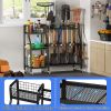 Garden Tool Organizer with 6 Wheels(3 lockable), Heavy Duty Yard Tool organizer with 2 Basket
