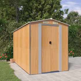 Garden Shed Light Brown Galvanized Steel Large Sliding Components