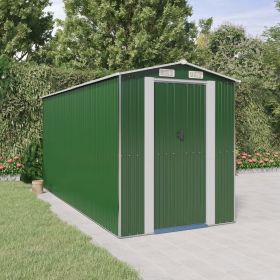 Garden Shed Green Galvanized Steel 75.6 x 173.2 x 87.8 in