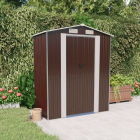 Garden Shed Dark Brown Galvanized Steel Large Sliding Components