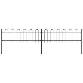 Garden Fence with Hoop Top Steel 141.3"x23.6" Black