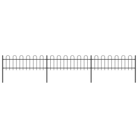 Garden Fence with Hoop Top Steel 211.4"x23.6" Black