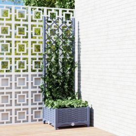 Garden Planter with Trellis Blue Grey 15.7x15.7x47.8" PP