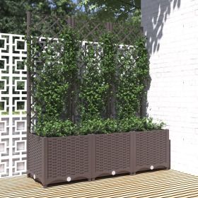 Garden Planter with Trellis Brown 47.2x15.7x53.5" PP
