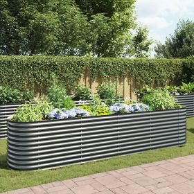 Garden Raised Bed 157.5"x31.5"x31.9" Galvanized Steel Gray