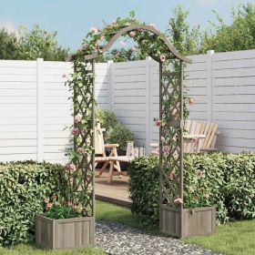Wooden Garden Arch Grey Solid Firwood Large Decorative Inlays