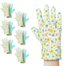 Floral Gardening Gloves Medium Size; Pack of 12 Yellow Cotton Garden Gloves Women; Breathable and Knit Winter Gardening Gloves Coated Cotton; Dur