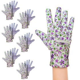 Floral Gardening Gloves Medium Size; Pack of 12 Violet Cotton Garden Gloves Women; Breathable and Knit Winter Gardening Gloves Coated Cotton; Dur