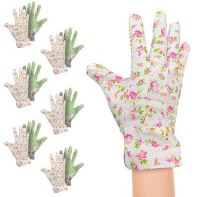Floral Gardening Gloves Medium Size; Pack of 12 Green Cotton Garden Gloves Women; Breathable and Knit Winter Gardening Gloves Coated Cotton; Dura