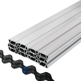 VEVOR Spring Wire and Lock Channel, 6.56ft Spring Lock & U-Channel Bundle for Greenhouse, 30 Packs PE Coated Spring Wire & Aluminum Alloy Channel