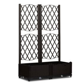 Wicker Trellis Planter, Outdoor Raised Garden Bed with Drainage Holes