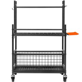 Garden Tool Organizer, 16 Slots with Hooks, Yard Tool Tower Rack with Wheels for Garage Organization and Storage, Hold Long-Handled Tool/Rake/Broom