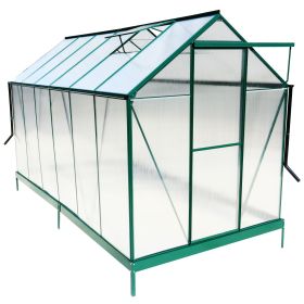 6.3'*12.2'*7' Polycarbonate Greenhouse, Heavy Duty Outdoor Aluminum Walk-in Green House Kit with Rain Gutter, Vent and Door for Backyard Garden